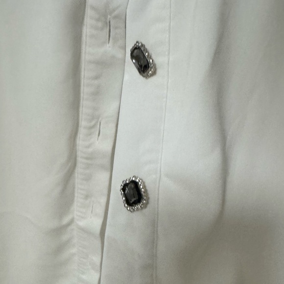 White Blouse with rhinestone buttons - Picture 3 of 3